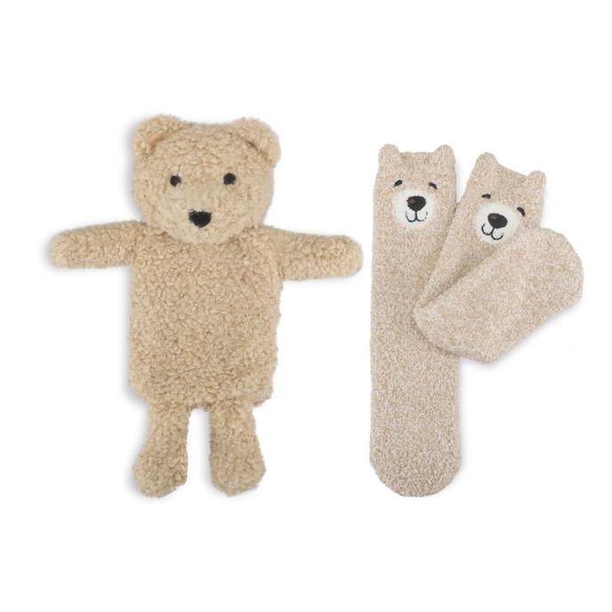 totes toasties® Womens Bear Mini Hot Water Bottle & Super Soft Socks Set  Beige Extra Image 2